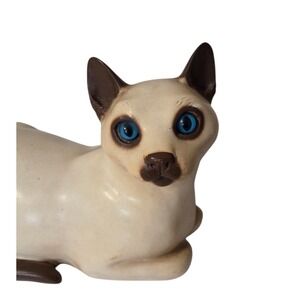 Universal Statuary Siamese Cat Vintage Figurine Statue Glass Eyes Vintage 1983
